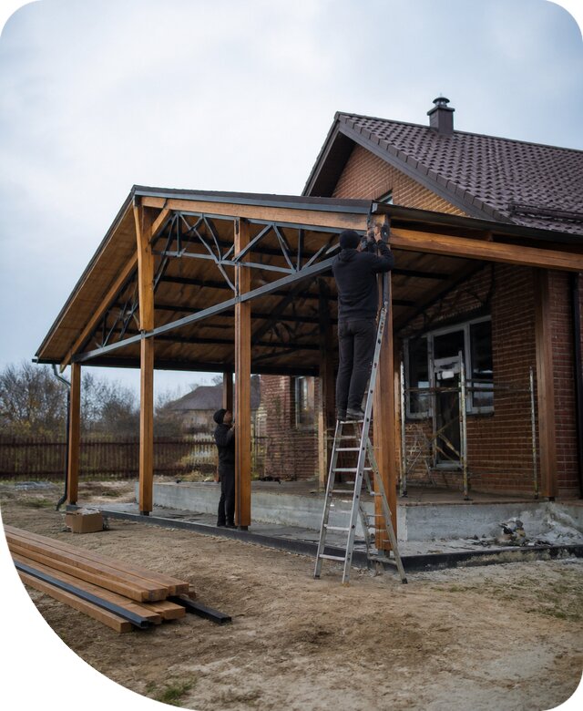 Пристройка навеса к дому и участку в Тайшете под ключ